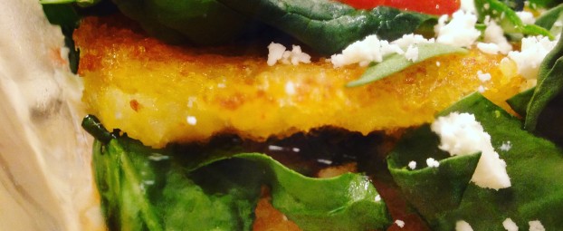 Spinach Feta Pan Fried Mediterranean Polenta Cakes & More