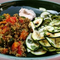 Warm Moroccan Style Quinoa With Raw Zucchini Ribbon Salad