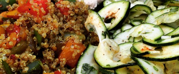 Warm Moroccan Style Quinoa With Raw Zucchini Ribbon Salad