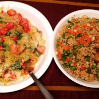 Spaghetti Squash Peperonata & Pearled Couscous Vegetable Pilaf