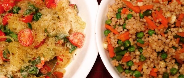 Spaghetti Squash Peperonata & Pearled Couscous Vegetable Pilaf